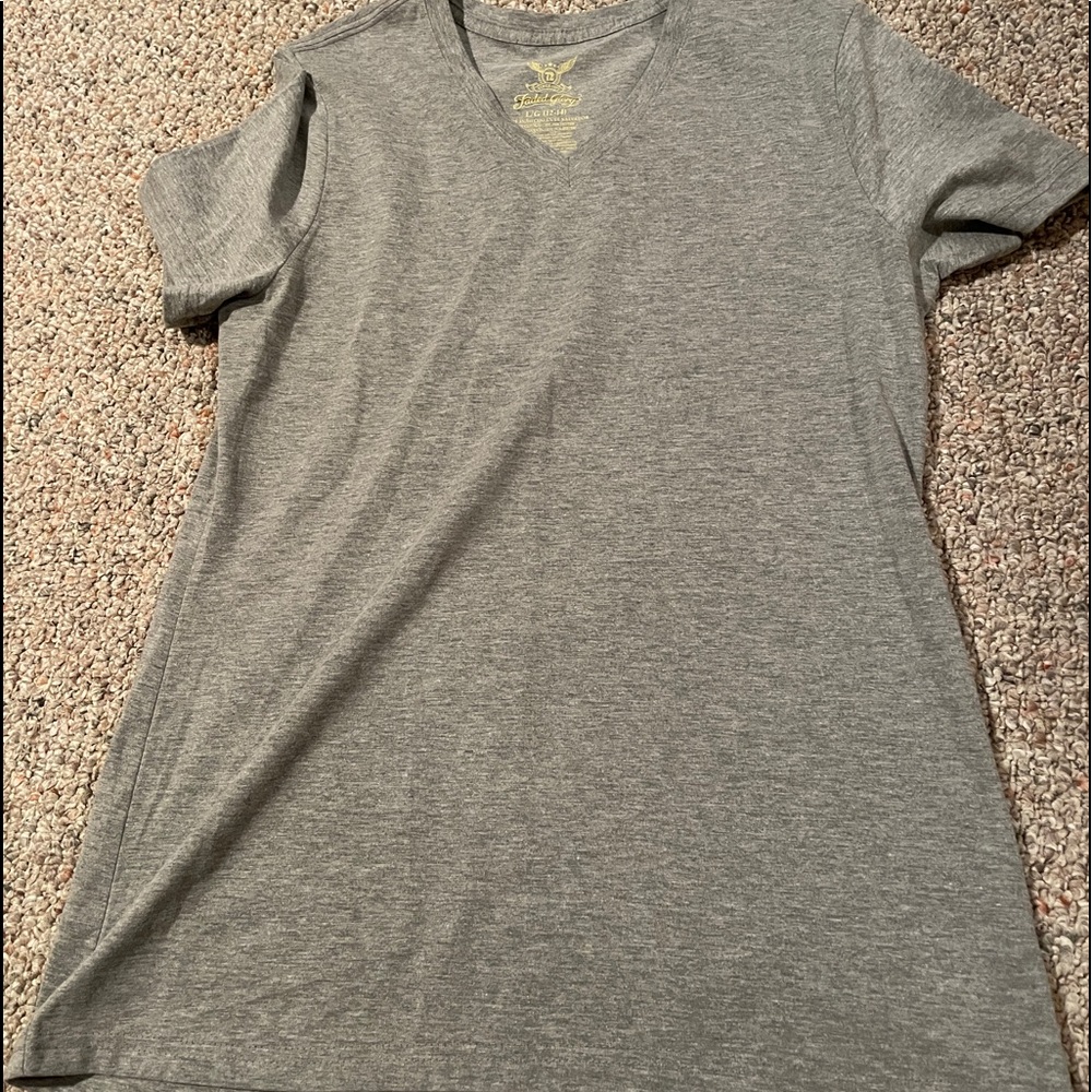 NEW WITHOUT TAG FADED GLORY GRAY WOMENS LARGE SHIRT SHORT SLEEVE
